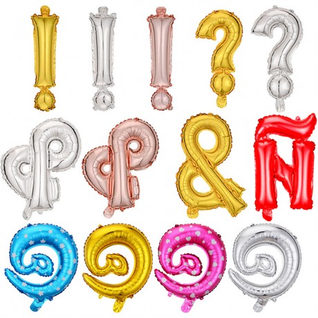 16-inch symbolic balloons with question marks, exclamation points, !@&, ?, English letters, and special characters for birthday party decorations