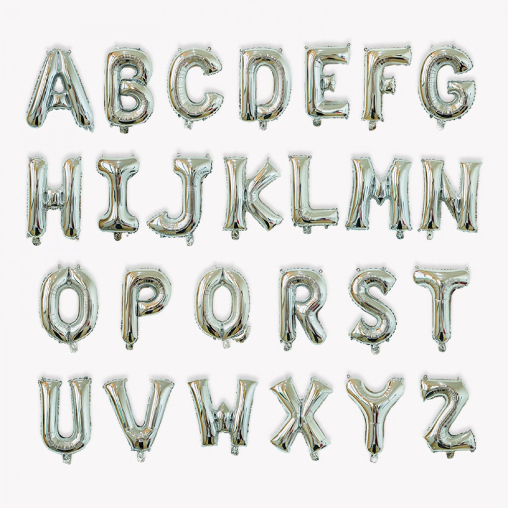 32-inch imitation-American-letter silver aluminum foil letter balloons, helium balloons for birthday parties, wedding decorations, and floating balloons