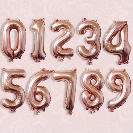 32-inch Digital US-Style Slim Rose Gold Number Balloons (0–9) – Aluminum Foil Helium-Filled Balloons for Wholesale