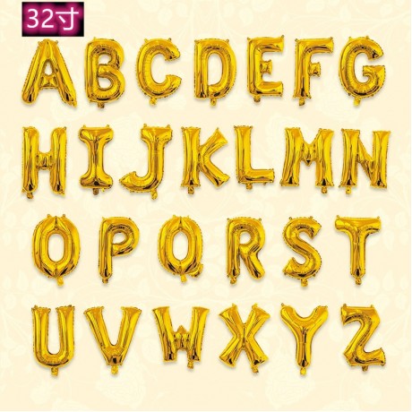 32-inch golden English-letter aluminum foil balloons for birthday party decoration, wedding decoration, and helium-filled letter balloons