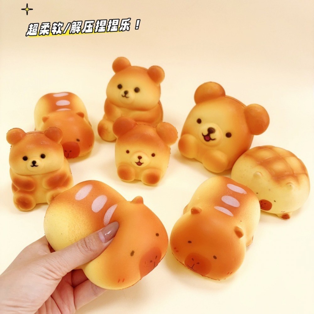 Simulation Bread Squeeze Toy with Slow-Rebound Effect, PU Material with Moist and Soft Touch, Animal-Shaped Stress-Relief Cute Mini Decorations, Factory Customized