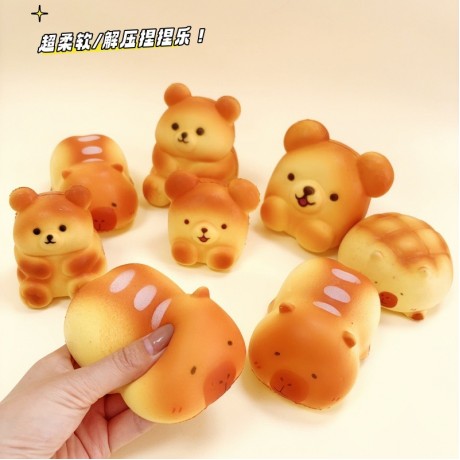 Simulation Bread Squeeze Toy with Slow-Rebound Effect, PU Material with Moist and Soft Touch, Animal-Shaped Stress-Relief Cute Mini Decorations, Factory Customized