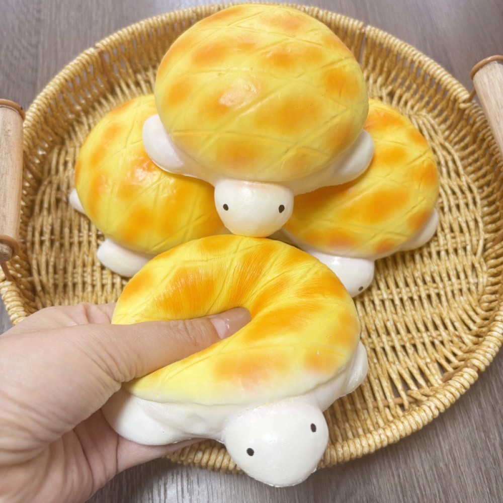 Xiaohongshu-style ultra-moist, soft turtle-shaped durian bread squishy toy with slow rebound effect for stress relief—customizable