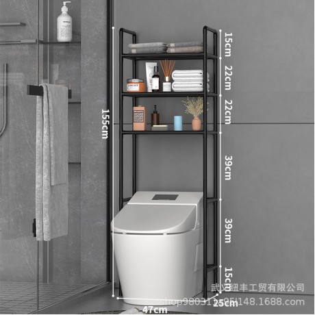 Multi-functional bathroom toilet shelf for laundry detergent and toilet paper storage, multi-tiered, large-area steel tube reinforced with high load-bearing capacity