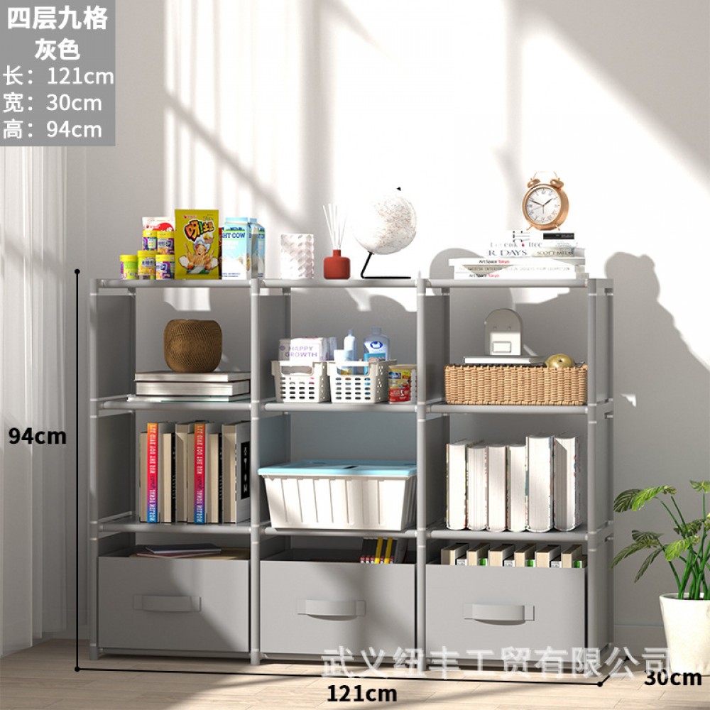 Foreign Trade Wholesale Simple Multi-Tier Assembled Bookshelf, Floor-Standing Storage Rack, Desktop Bookcase, Children’s DIY Storage Cabinet